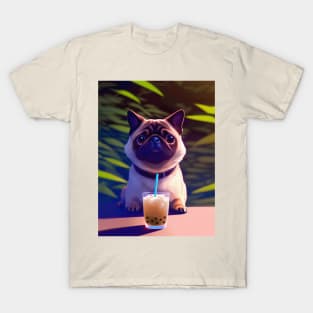 Pug with boba bubble tea T-Shirt